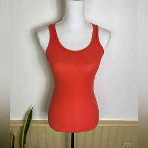 Vintage Aeropostale Ribbed Tank Top S Y2K Orange Stretch 90s 00s Preppy Layer